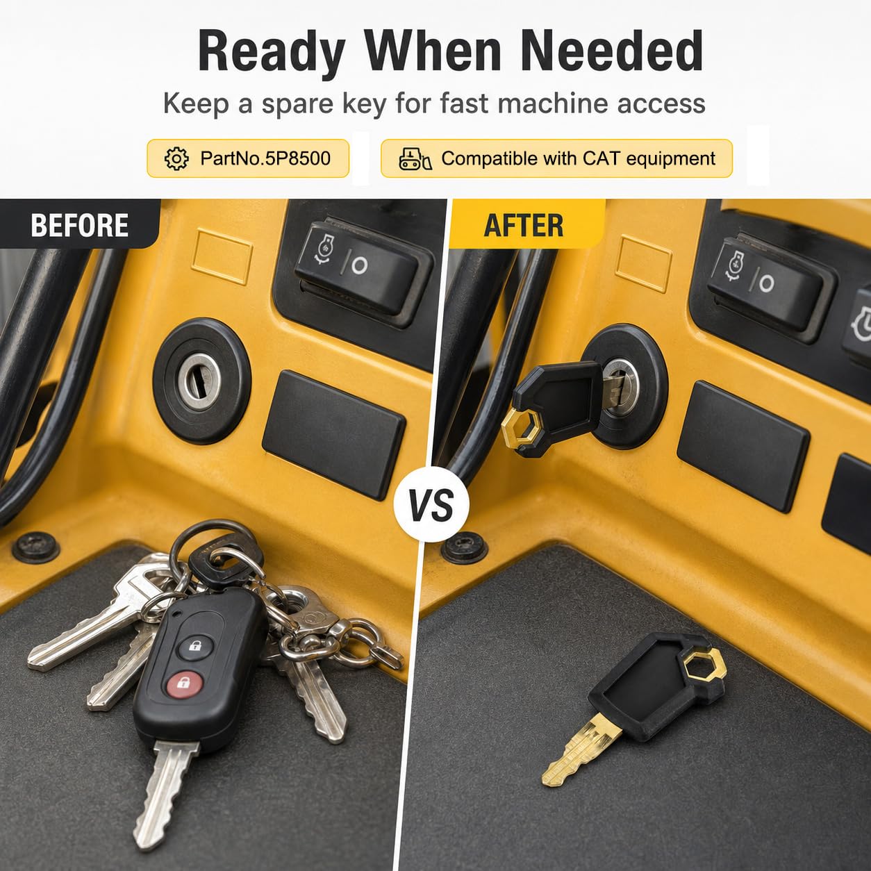 QWORK Equipment Keys compatible with Caterpillar equipment