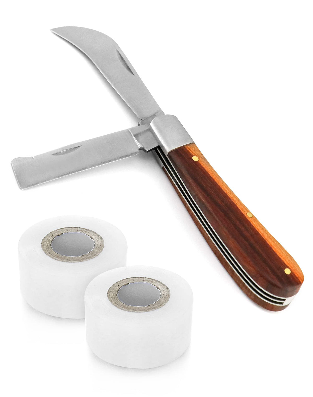 QWORK Gardening Grafting Cutter stainless steel blade and wooden handle