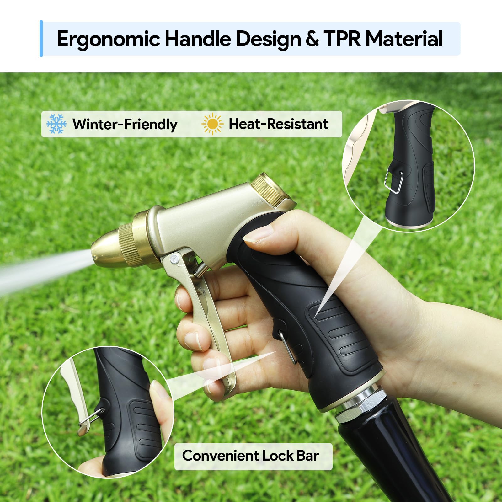 Qxiaozhan Garden Hose Nozzle attached to a garden hose