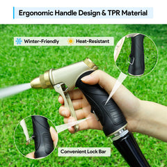 Qxiaozhan Garden Hose Nozzle attached to a garden hose