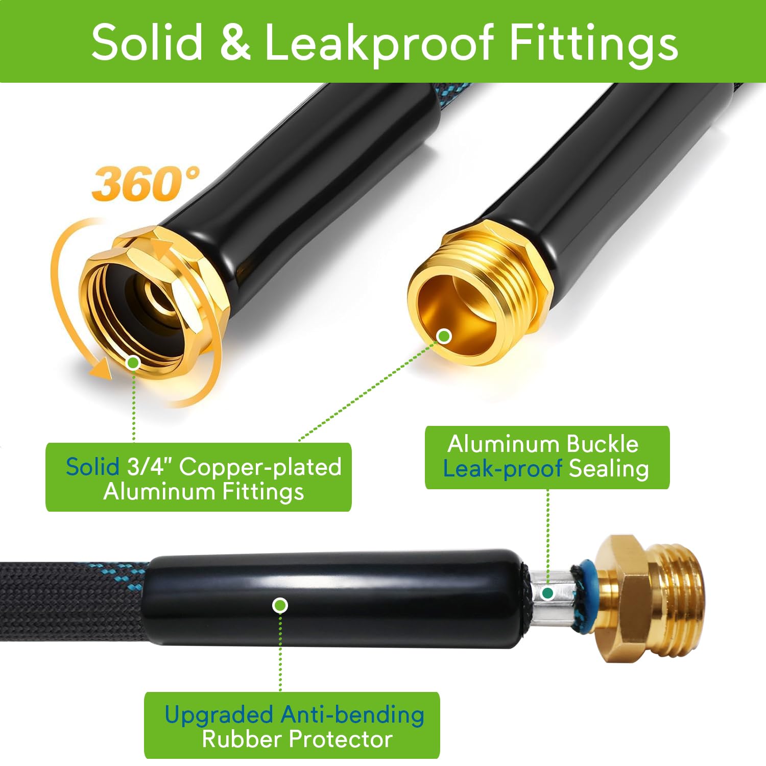 QZ.HAYC Flexible Garden Hose 100ft with metal fittings