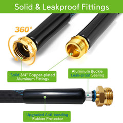 QZ.HAYC Flexible Garden Hose 100ft with metal fittings