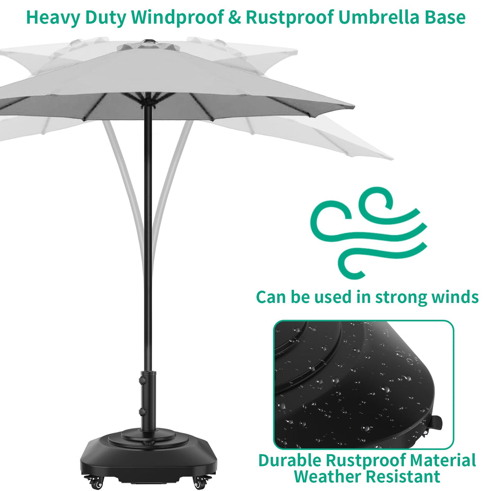 QZER Umbrella Base dimensions on display