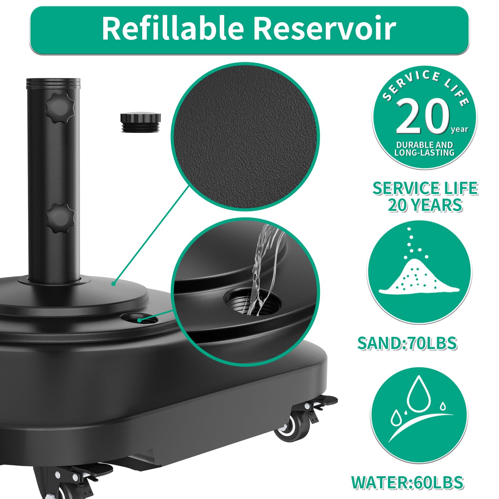 QZER Umbrella Base in a garden setting