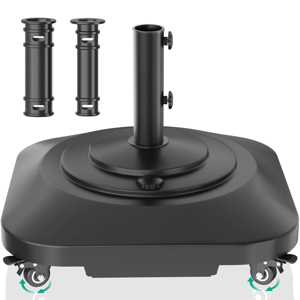 QZER Umbrella Base with Wheels, black, front view