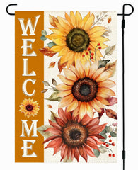 RABUSOFA 12x18 Fall Garden Flag orange sunflower double-sided view