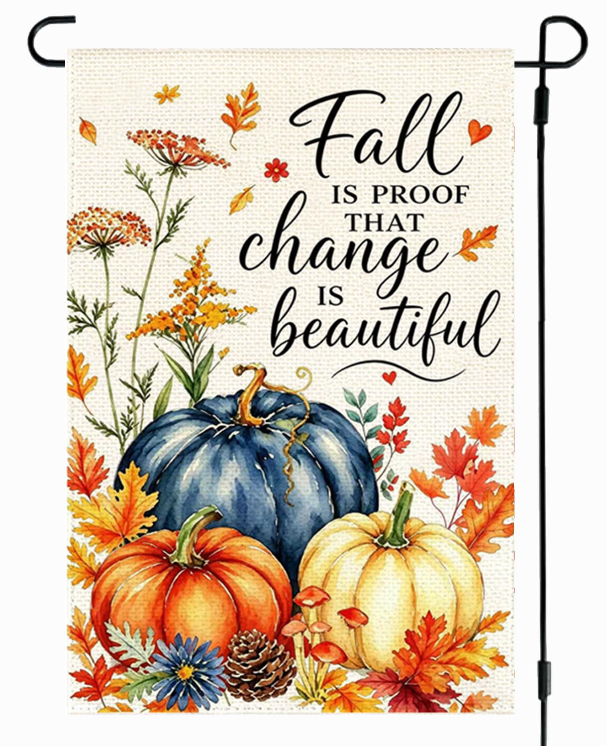 RABUSOFA Fall Garden Flag 12x18 double-sided pumpkin design front view