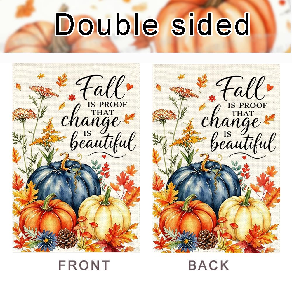 RABUSOFA Fall Garden Flag 12x18 on a garden flag stand