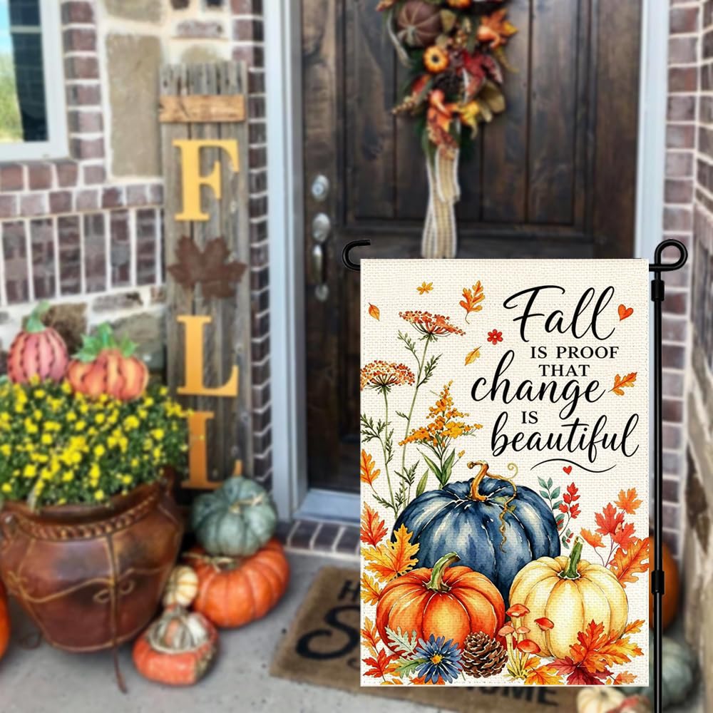 RABUSOFA Fall Garden Flag 12x18 side view showing double-sided design