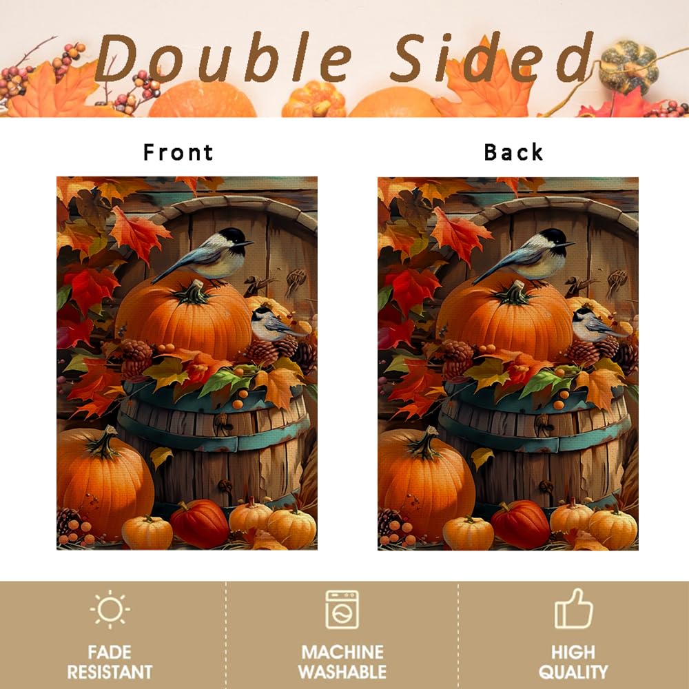 RABUSOFA Fall House Flag 28x40 inch hanging on a porch