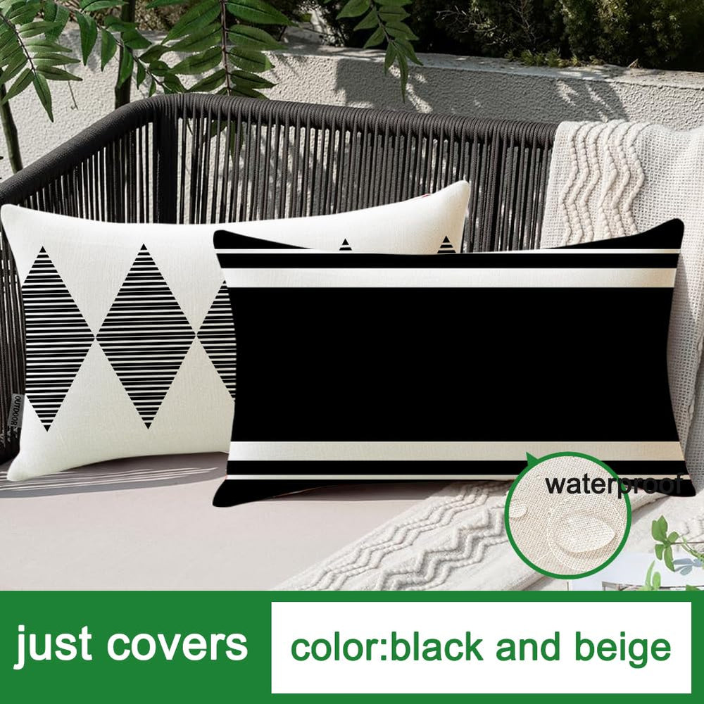 RABUSOFA outdoor pillow cover showing waterproof feature