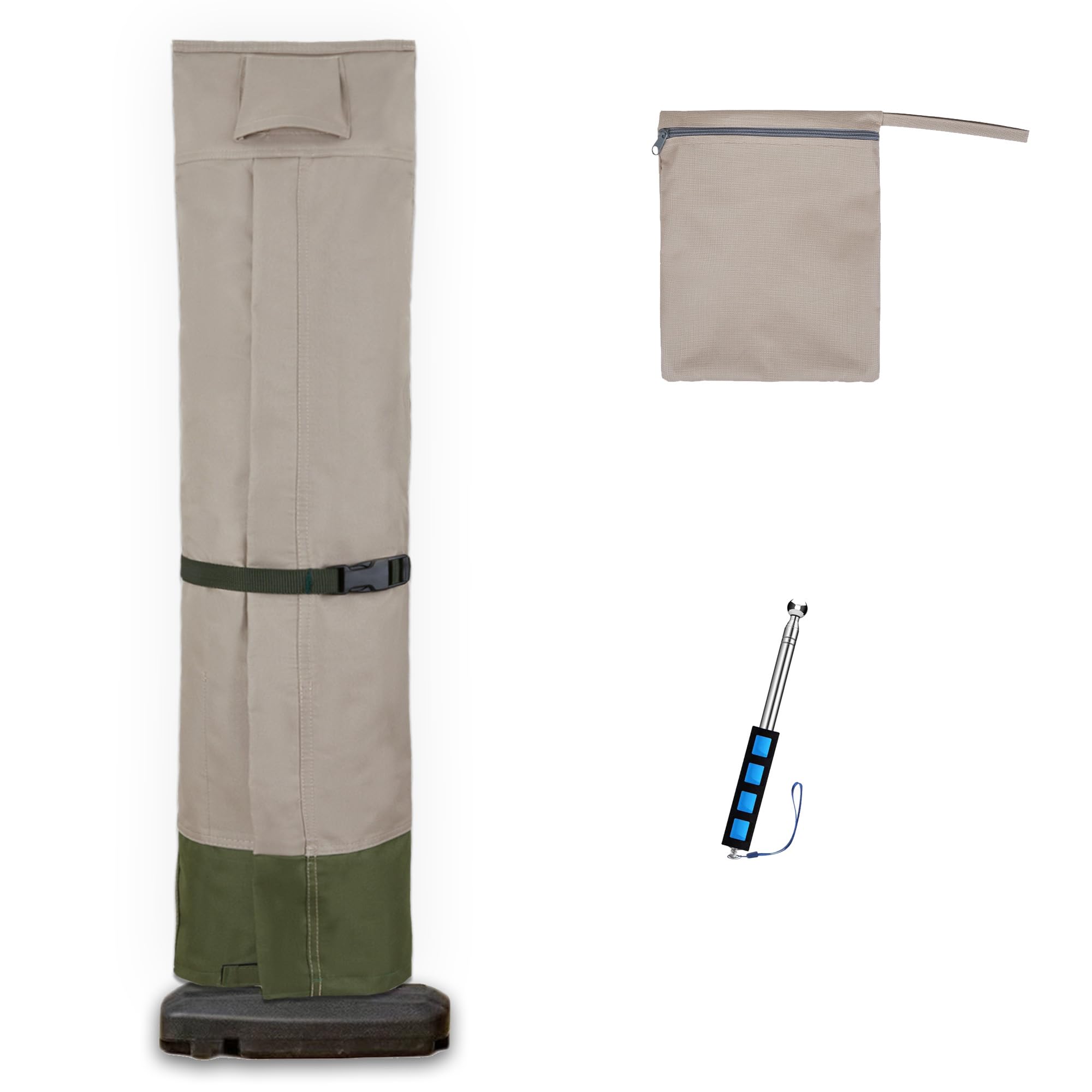 Rachmi 9-13 Ft Patio Umbrella Cover in Khaki-Green front view