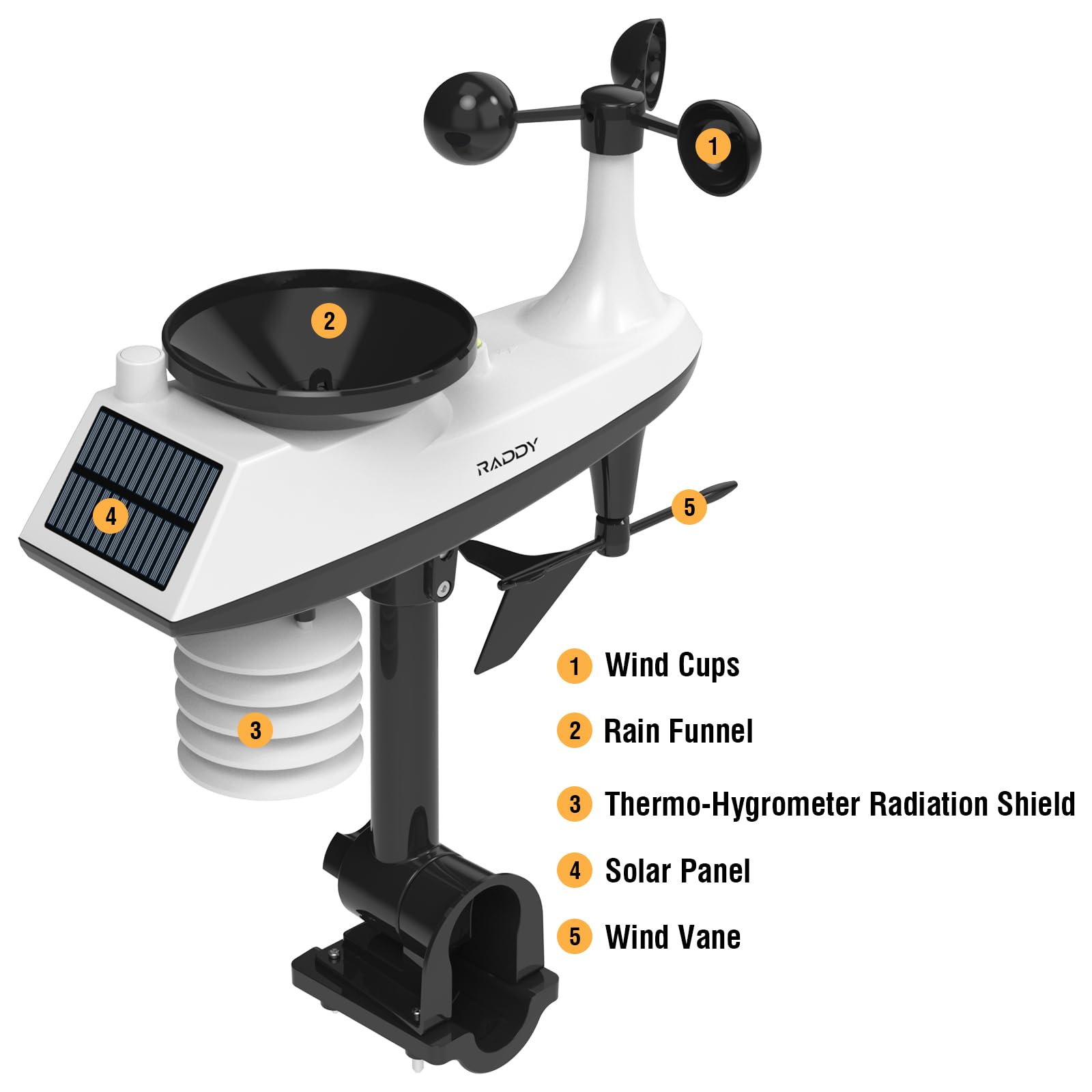Raddy VP7 outdoor sensor with rain funnel and wind vane