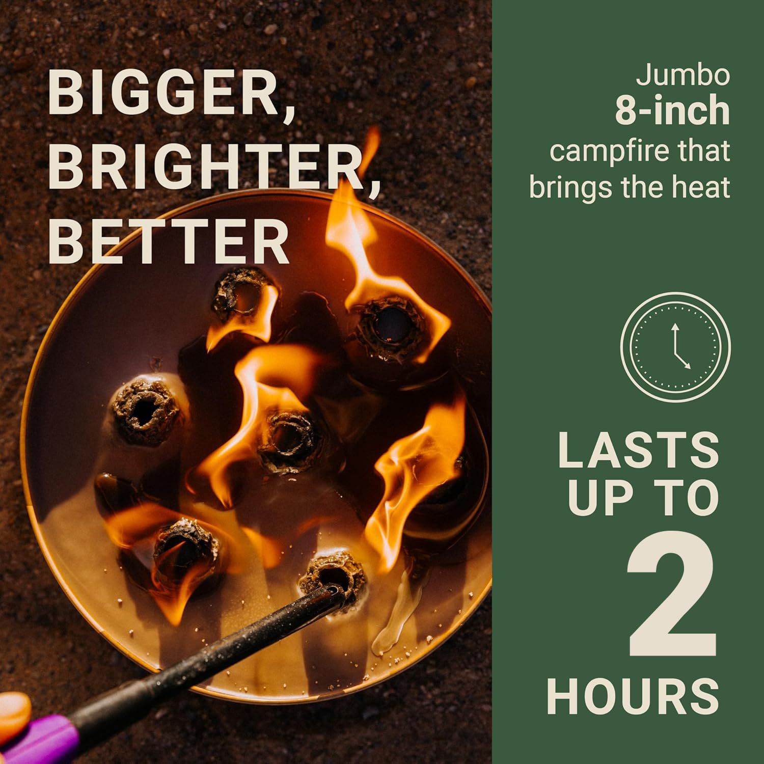 Radiate XL campfire lit with a warm flame outdoors