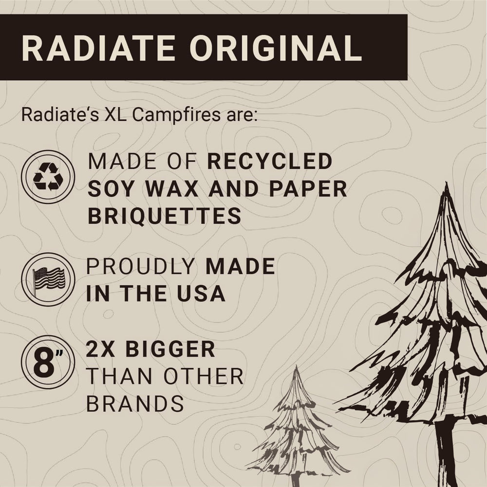 Radiate XL campfire setup on a patio table