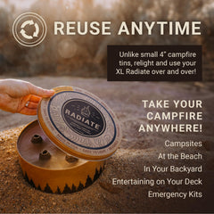 Radiate XL portable fire pit packaging and contents