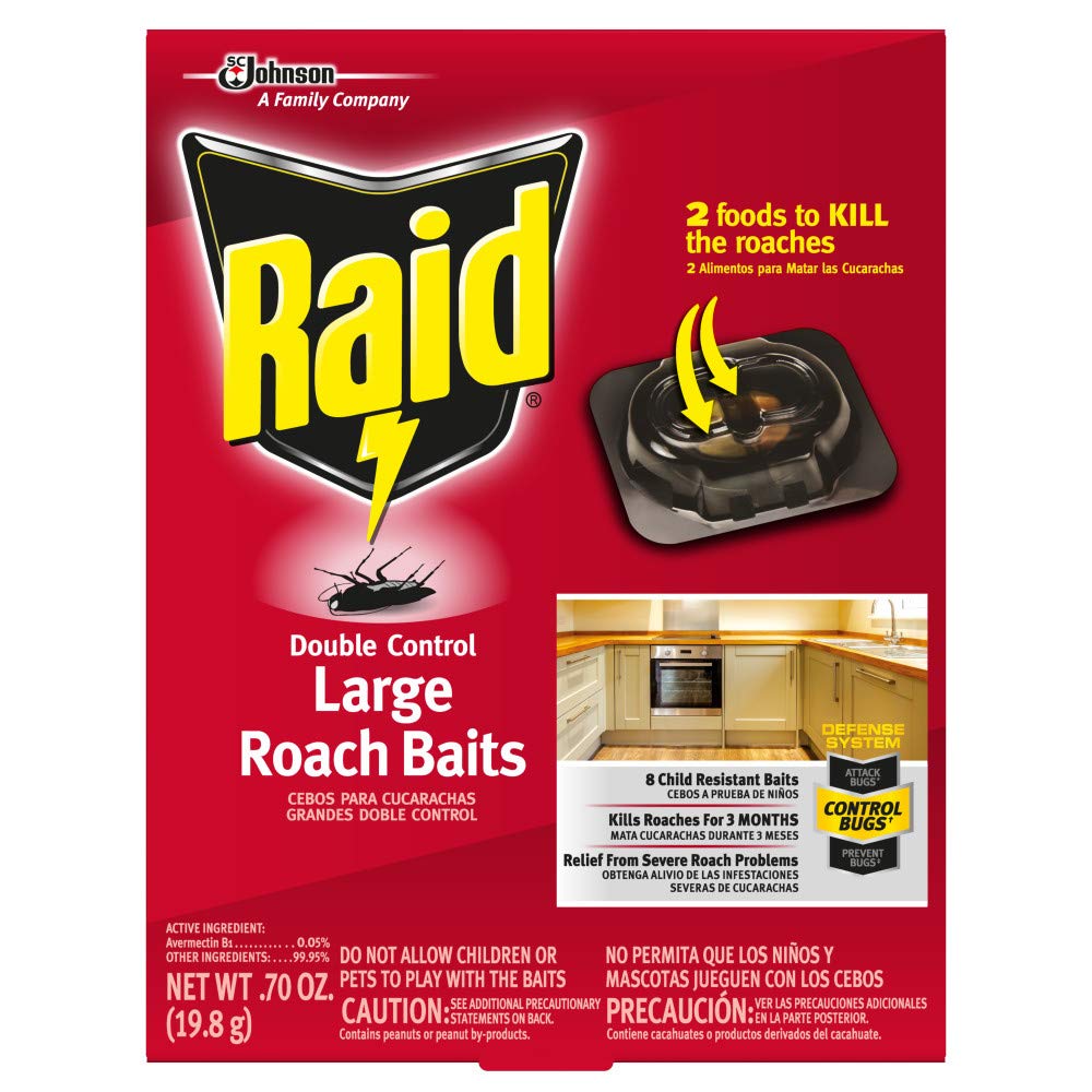 Raid Double Control Large Roach Baits, 8 Count Pack front view