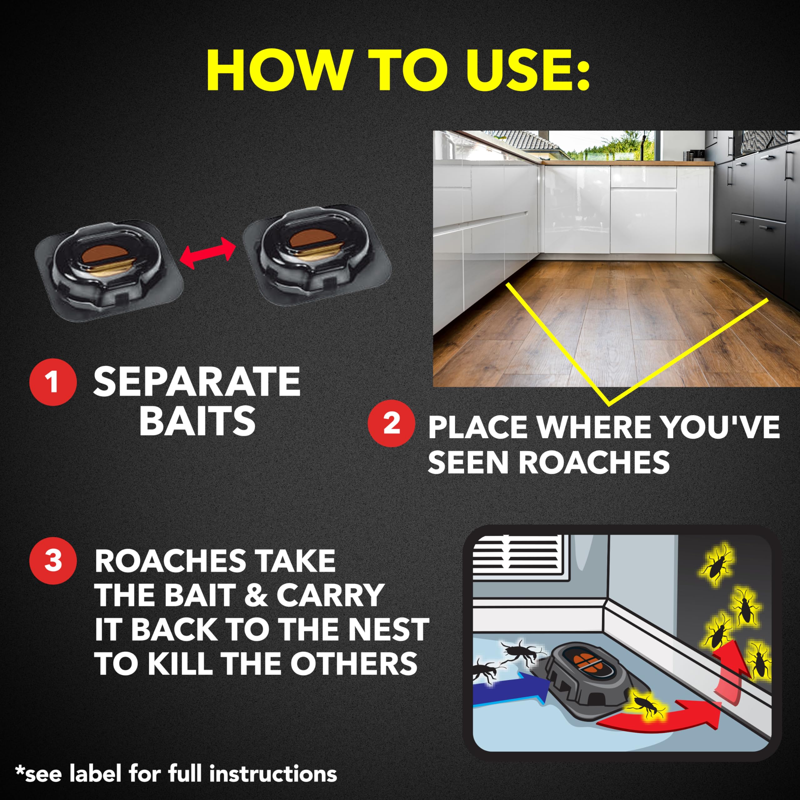 Raid Double Control Small Roach Baits in a kitchen setting