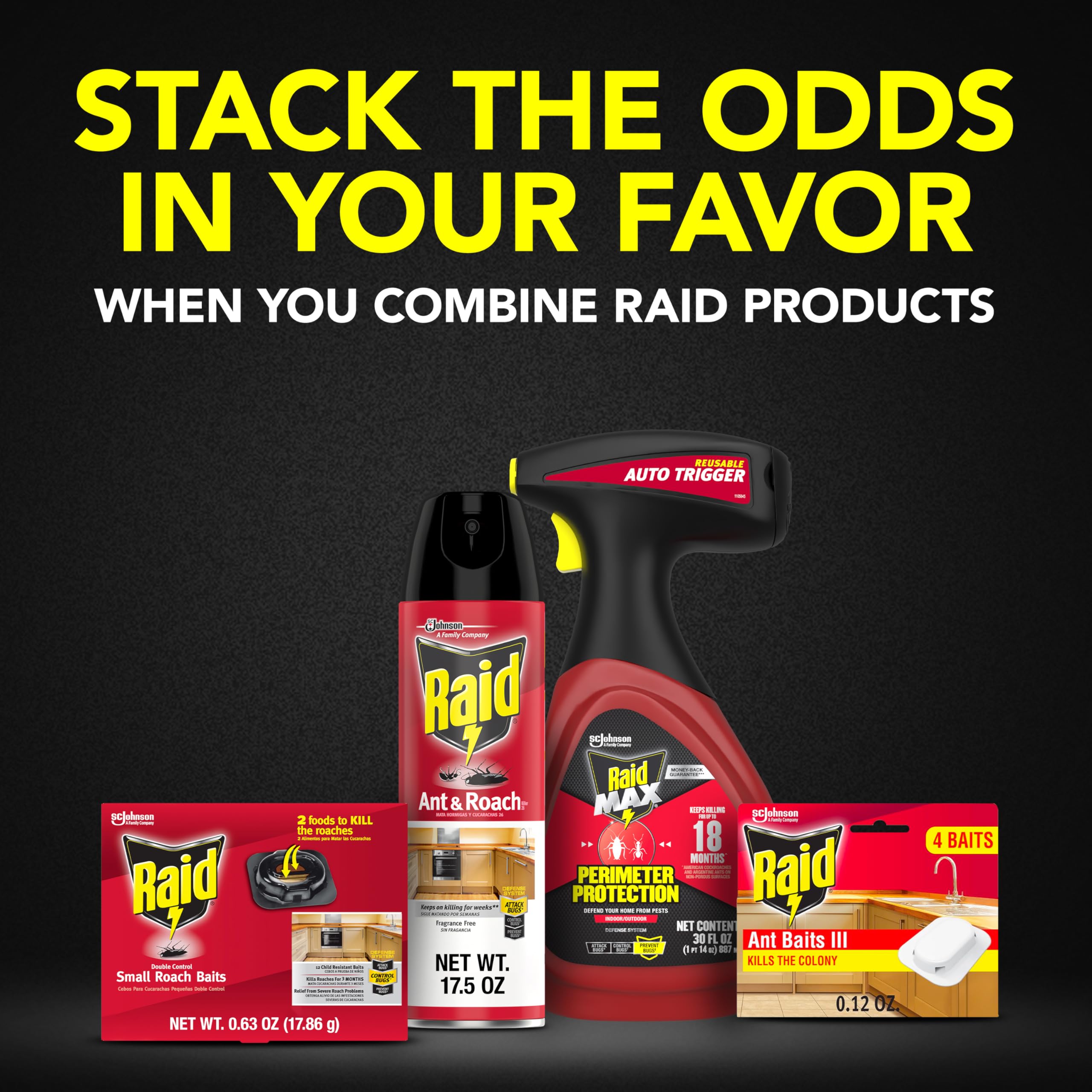 Raid Double Control Small Roach Baits on a countertop