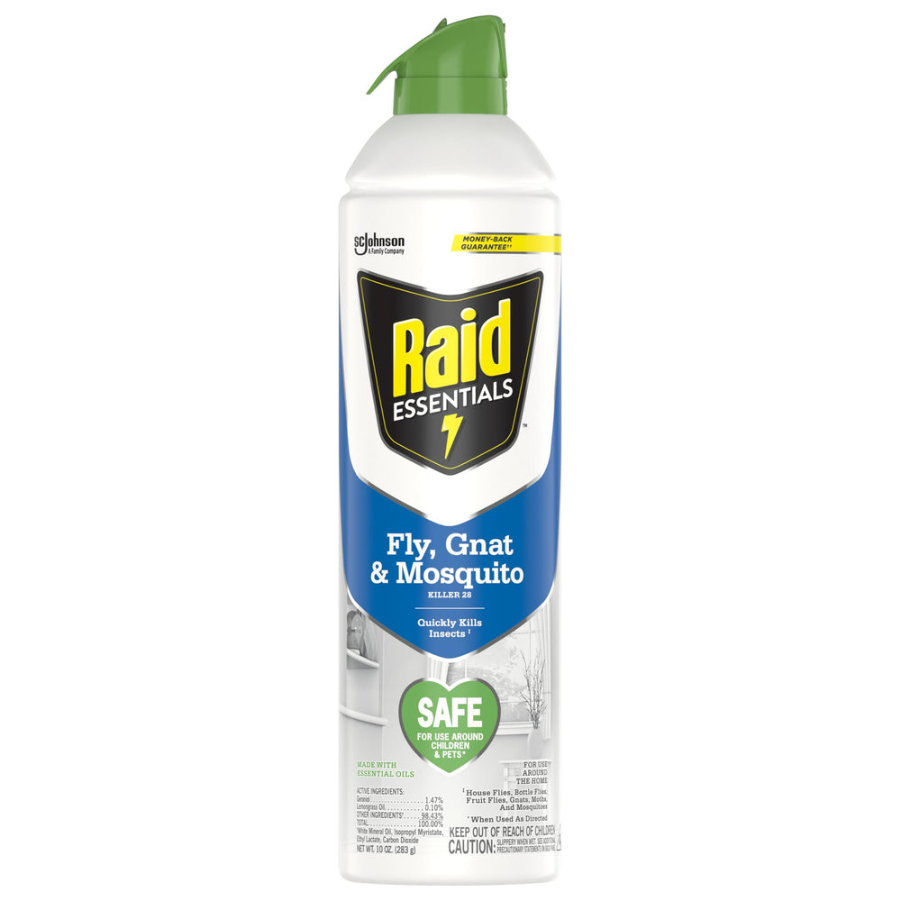 Raid Essentials Fly, Gnat & Mosquito Killer Spray 10 oz front view