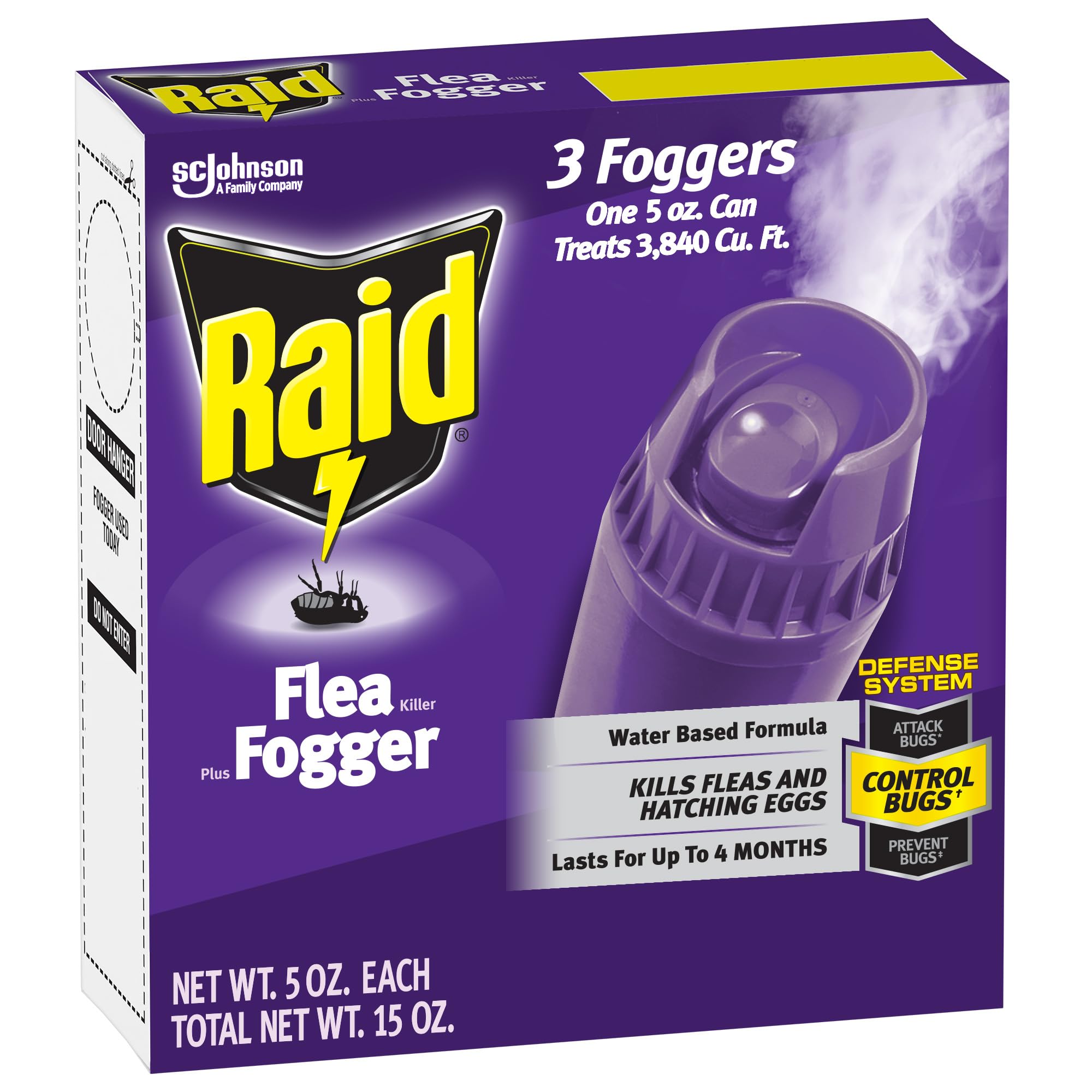 Raid Flea Fogger Plus Killer front view, 5 Oz can