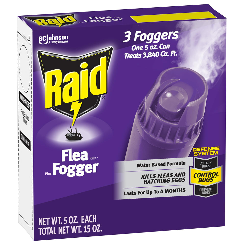 Raid Flea Fogger Plus Killer front view, 5 Oz can