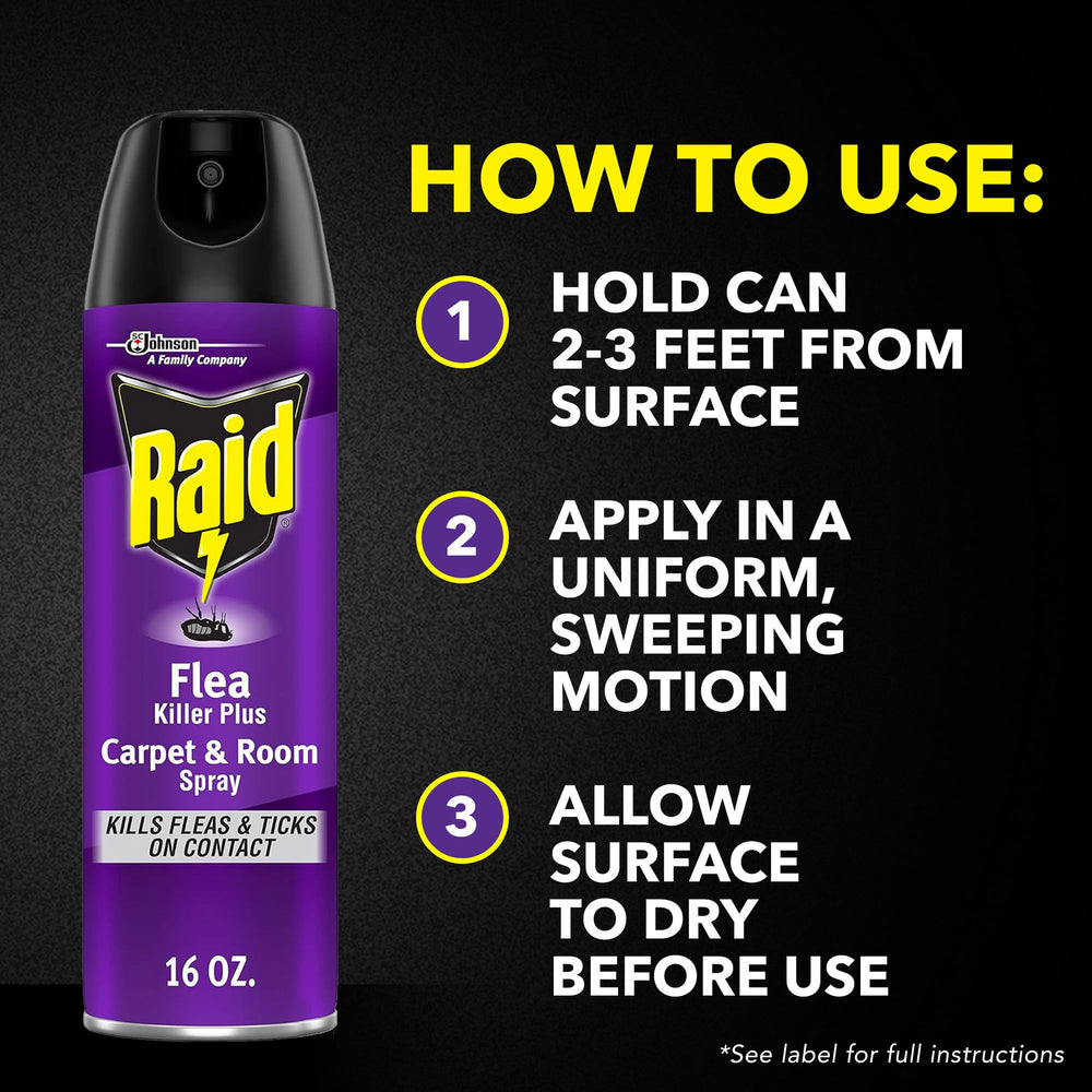 Raid Flea Killer Carpet Spray instructions on label