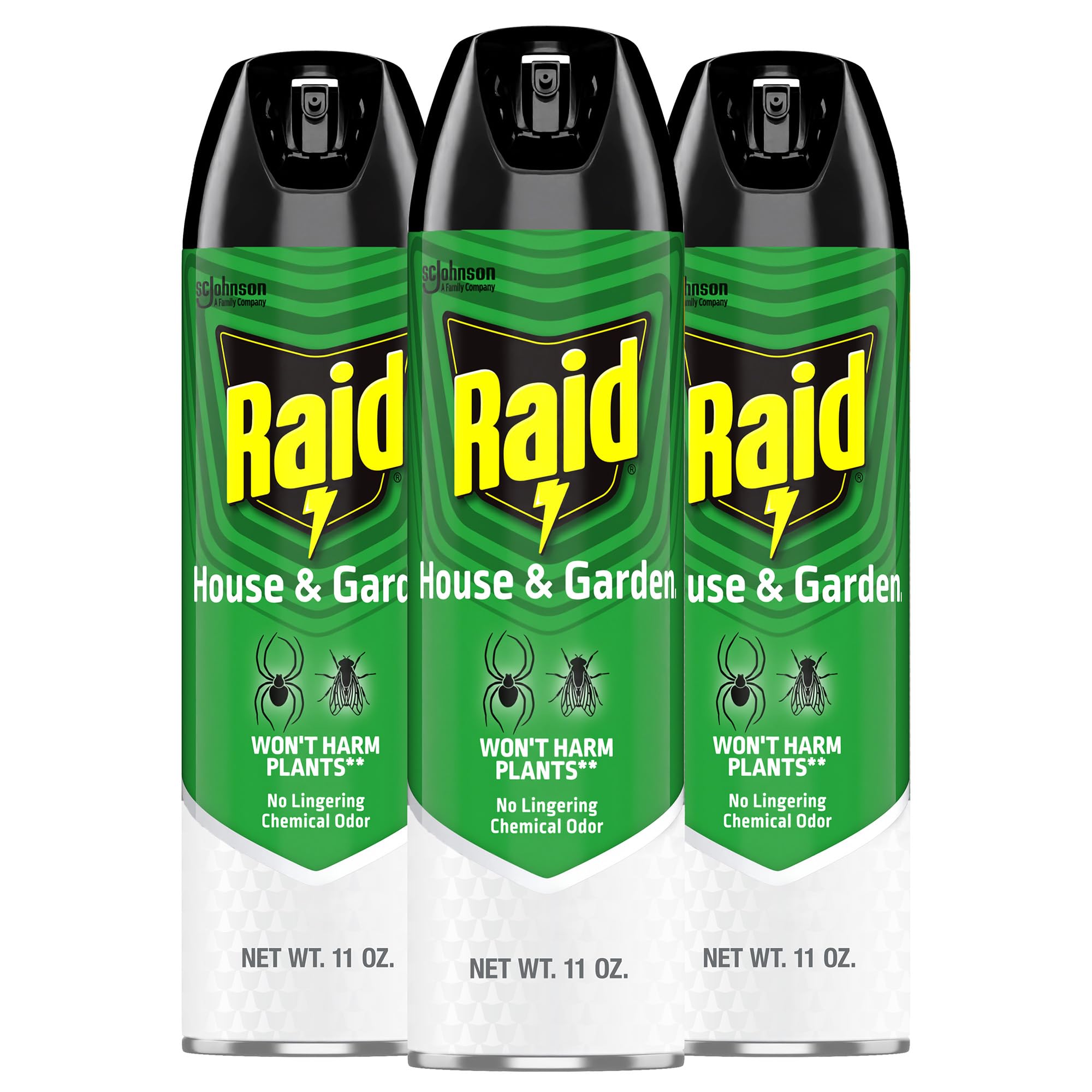 Raid House & Garden Bug Killer Spray front view, 11 oz can