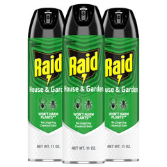 Raid House & Garden Bug Killer Spray front view, 11 oz can