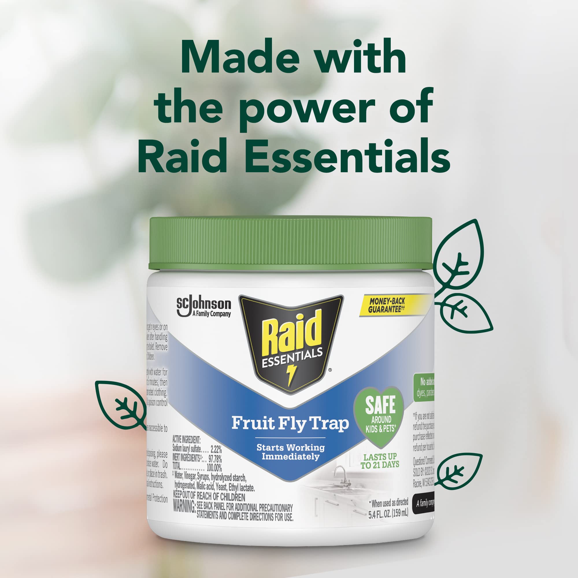 Raid Indoor Fruit Fly Trap with fruit in background