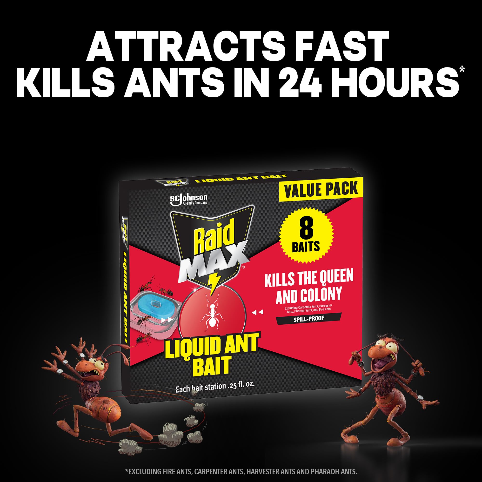 Raid Max Liquid Ant Bait being placed near an ant trail