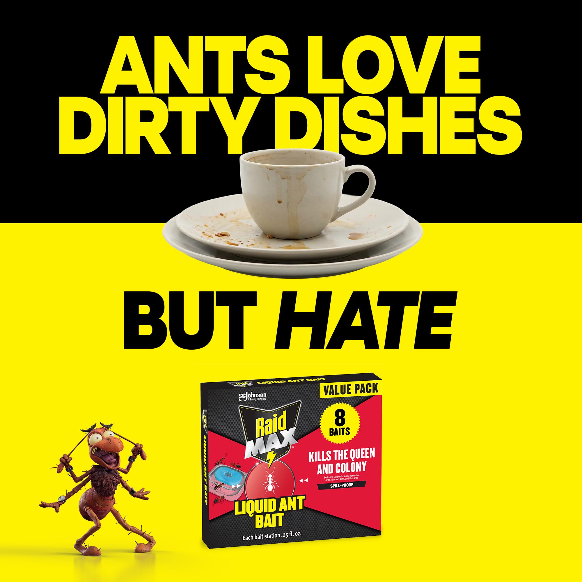 Raid Max Liquid Ant Bait with active ingredient details