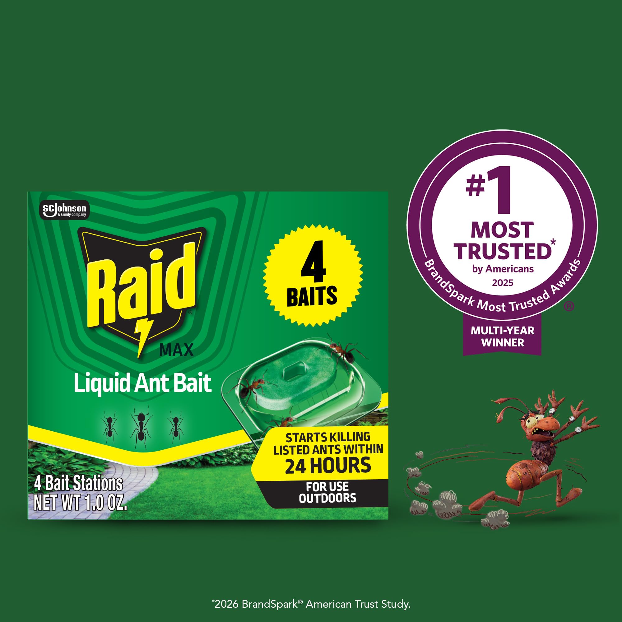 Raid Outdoor Liquid Ant Bait close-up of bait station and ants
