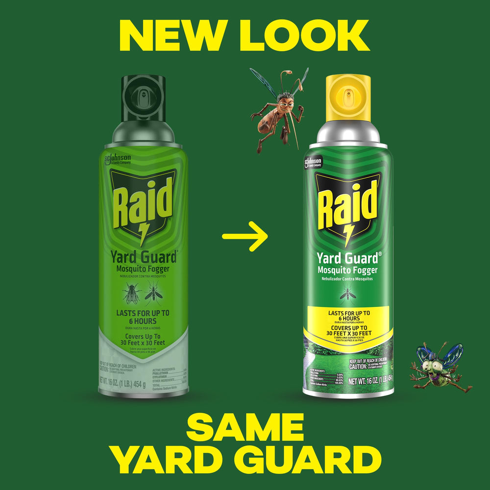 Raid Yard Guard Mosquito Fogger 16 oz with details on the back