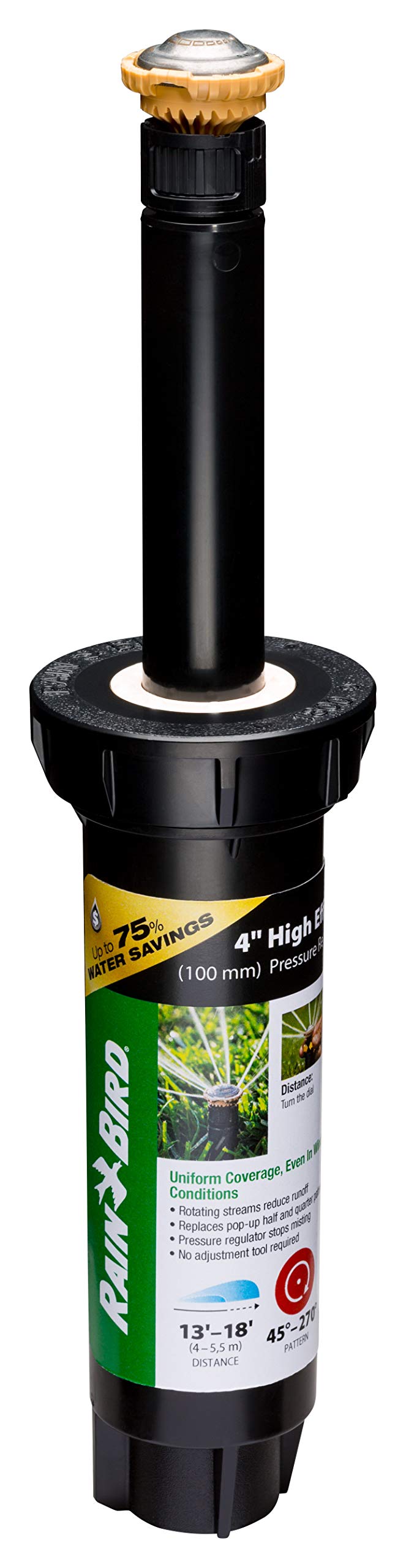 Rain Bird 12SAPROPR Pro Rotary Sprinkler front view with adjustable pattern