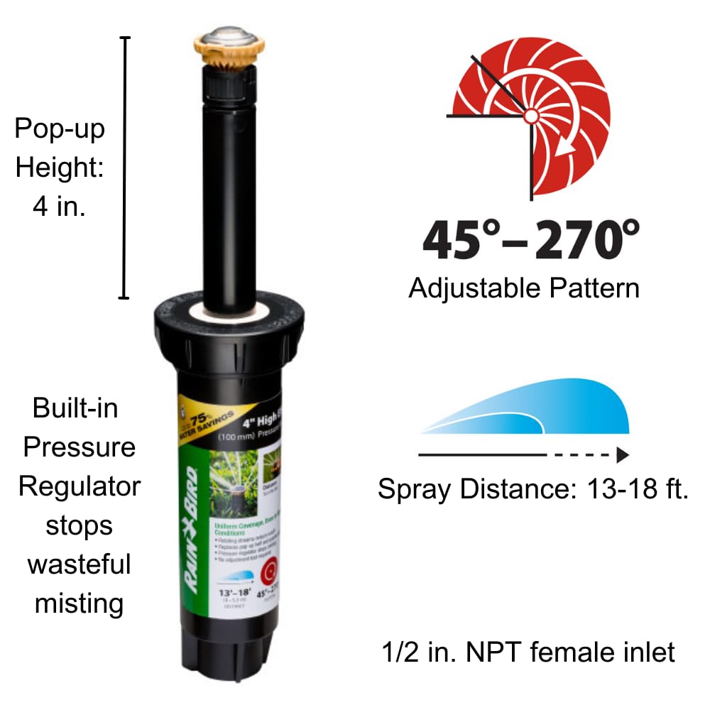 Rain Bird 12SAPROPR sprinkler showing 4 inch pop-up height