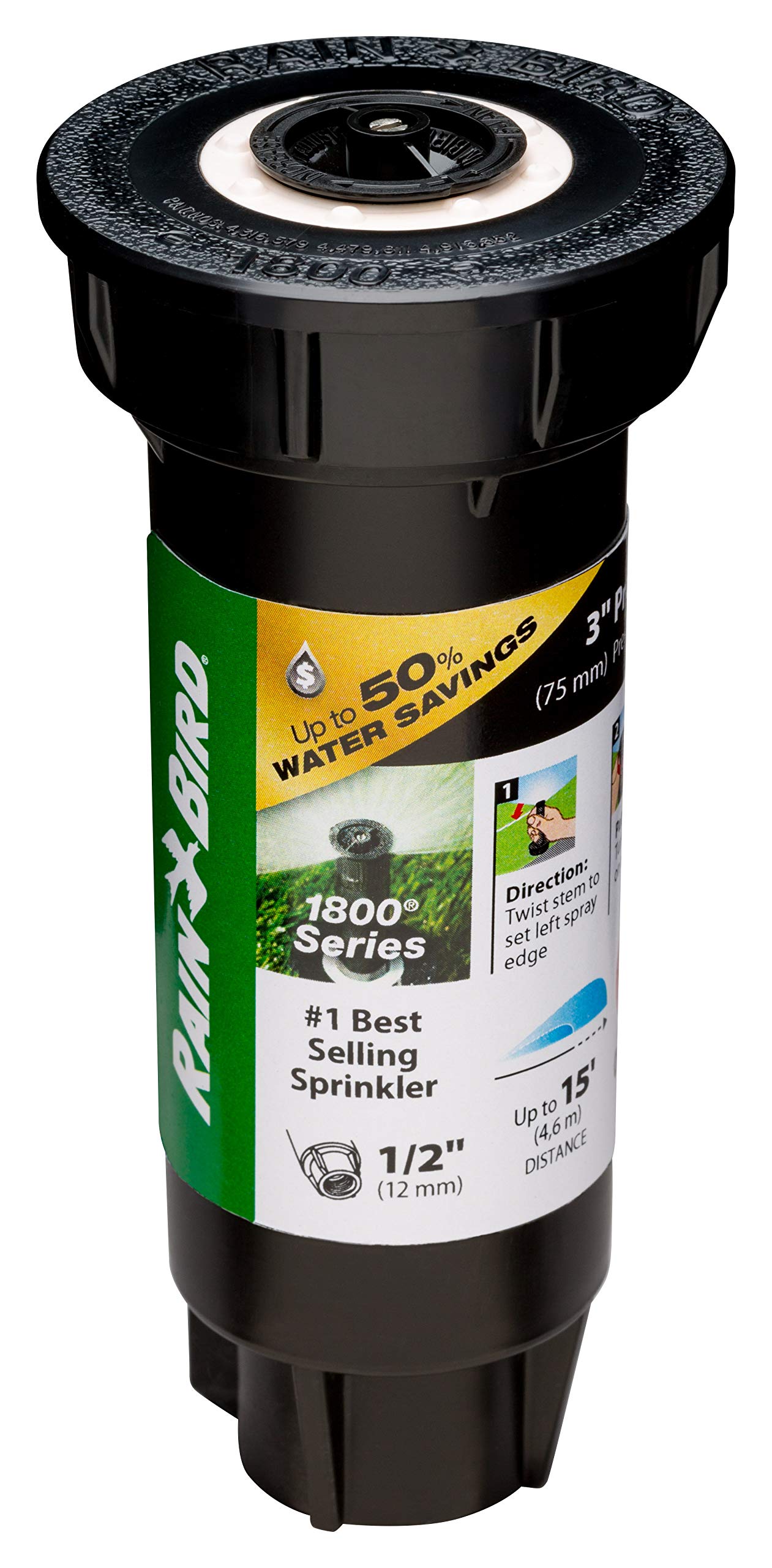 Rain Bird 1803APPRS PRS Pop-Up Sprinkler side view showing pop-up height