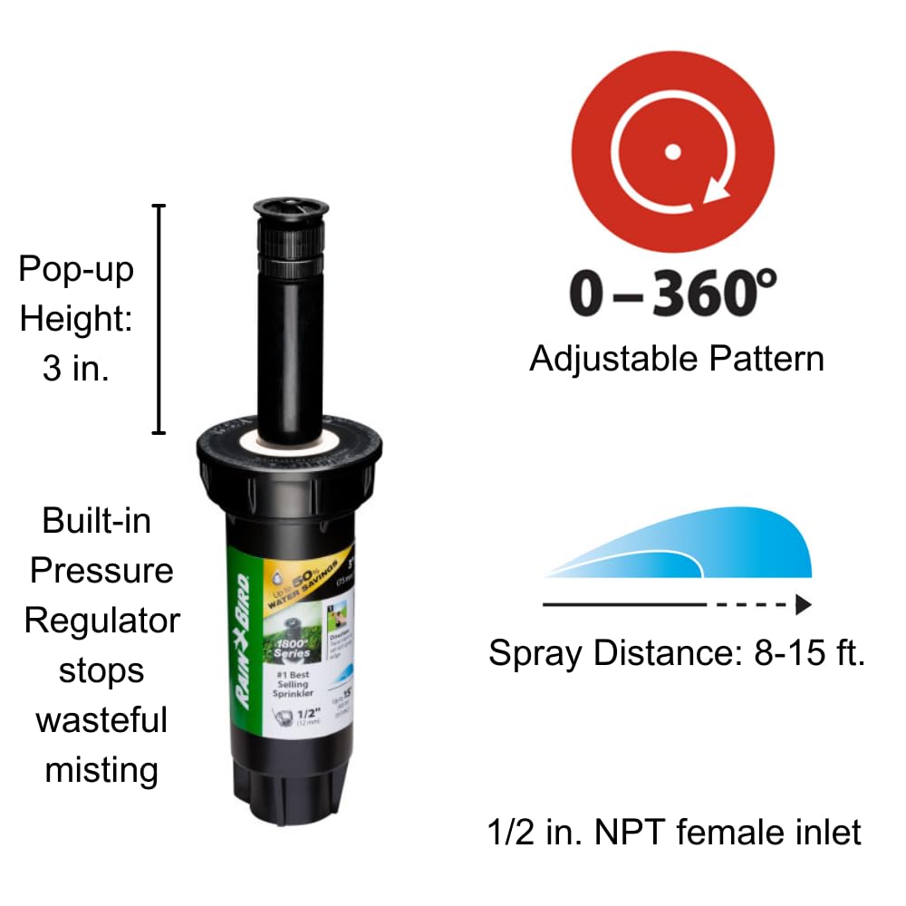 Rain Bird 1803APPRS PRS Pop-Up Sprinkler top view with adjustment screw
