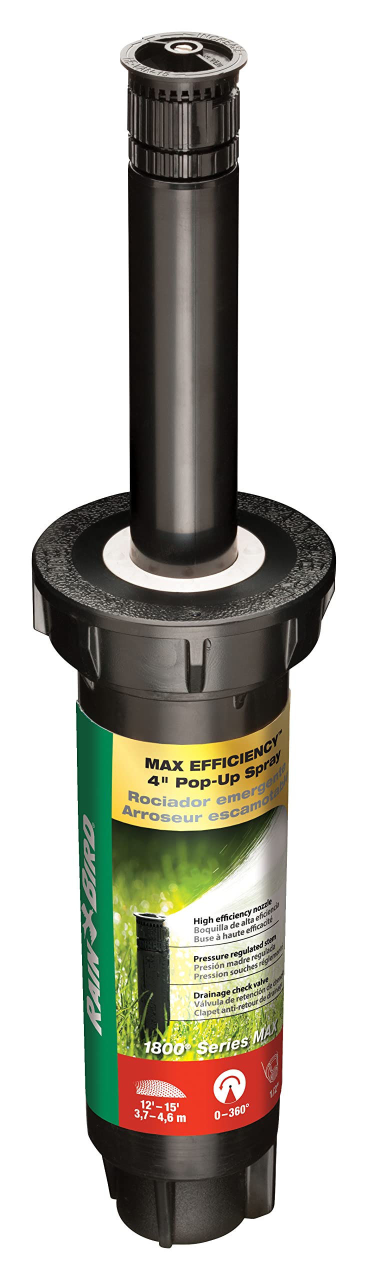 Rain Bird 1804HEVNPR Pop-Up Sprinkler front view, 4 inch height