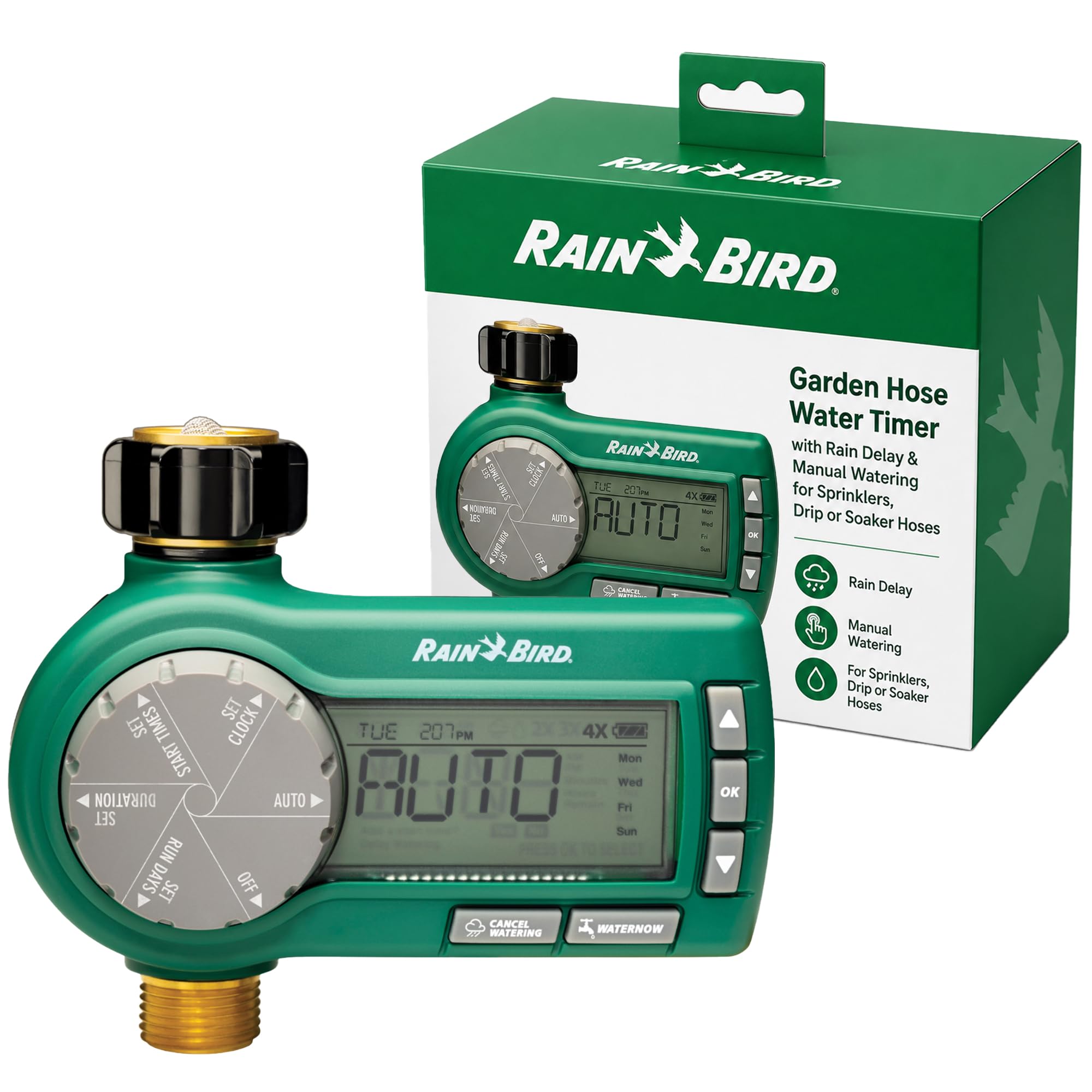 Rain Bird 1ZEHTMRP Irrigation Controller front view in green