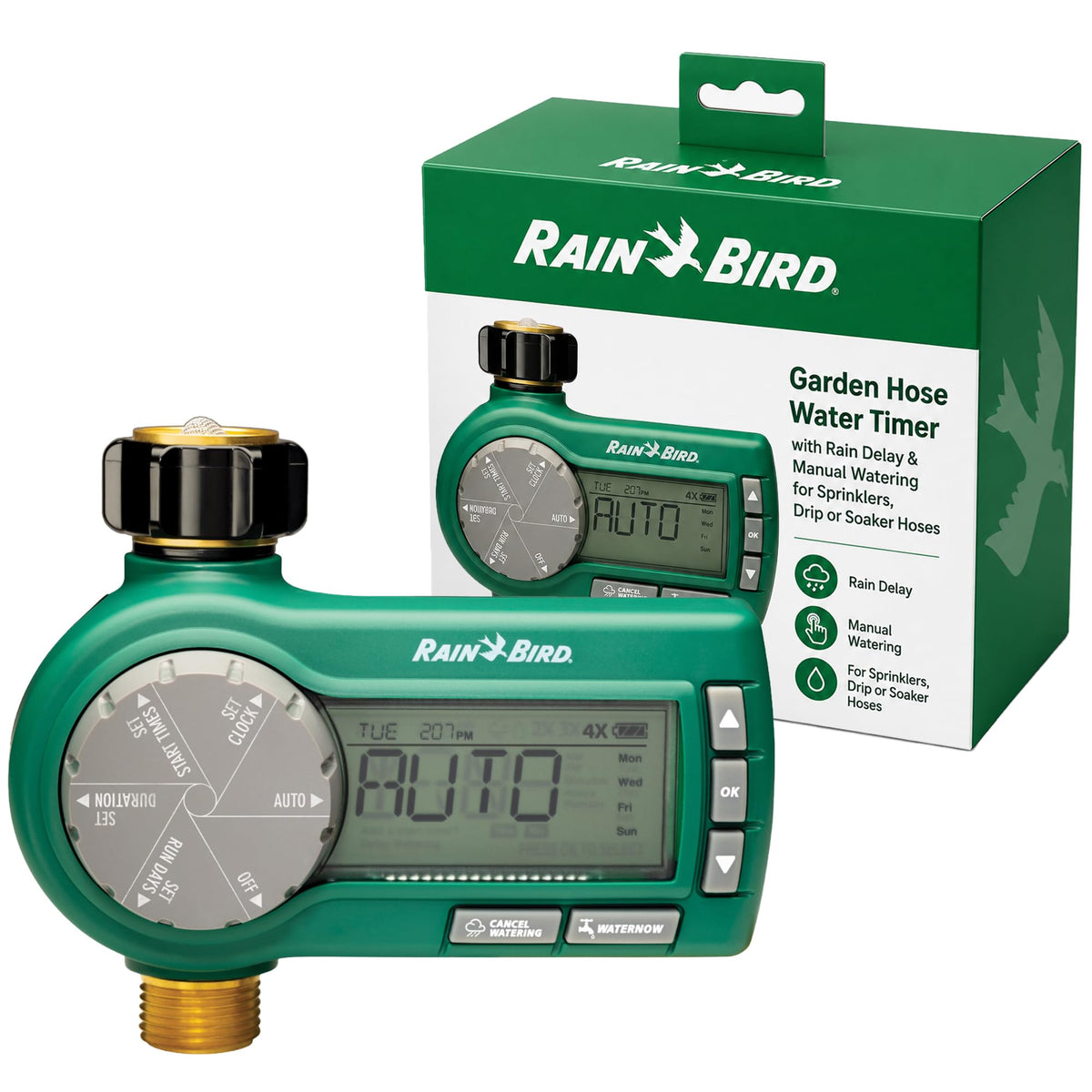 Rain Bird 1ZEHTMRP Irrigation Controller front view in green