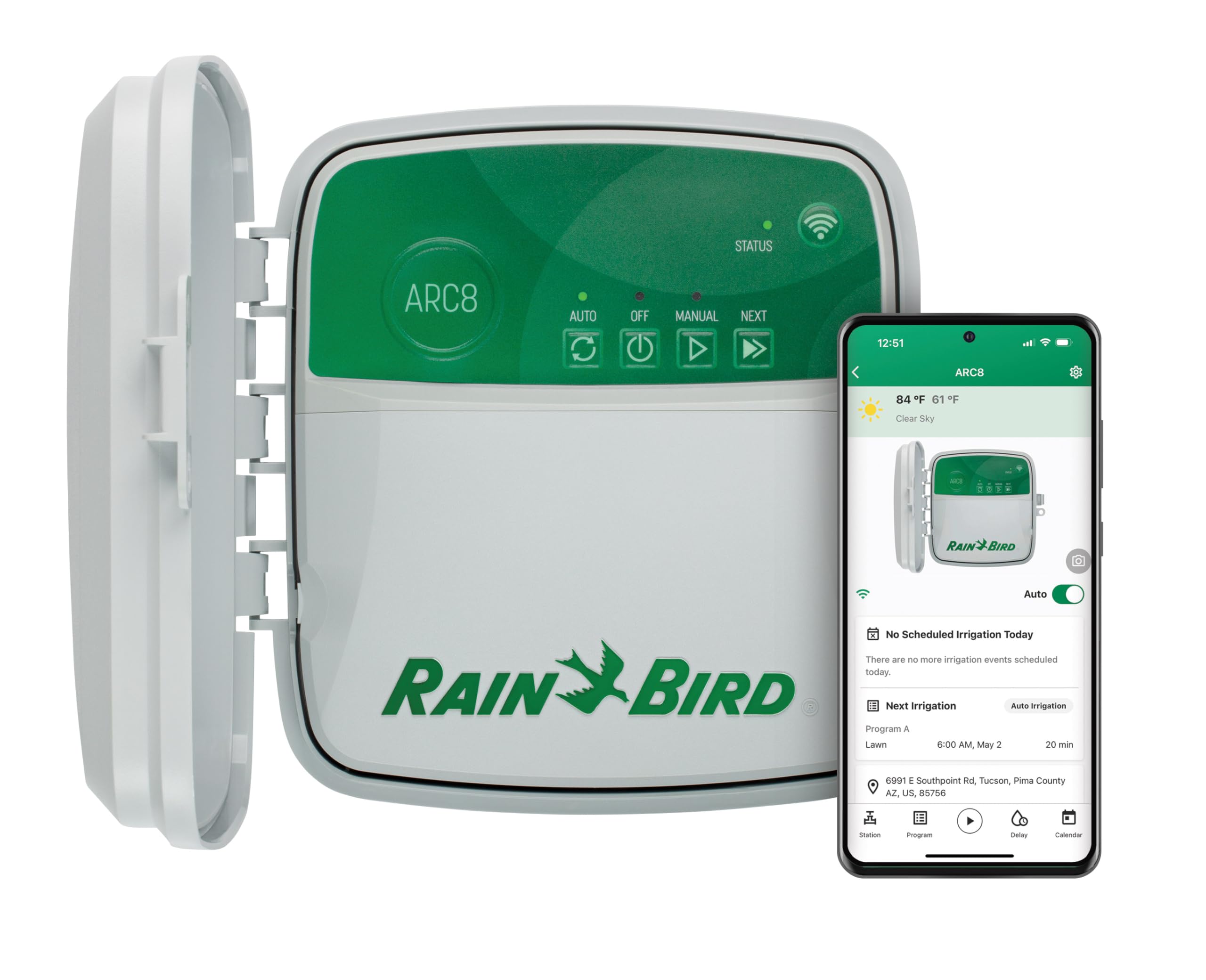 Rain Bird ARC8 Smart WiFi Irrigation Timer front view