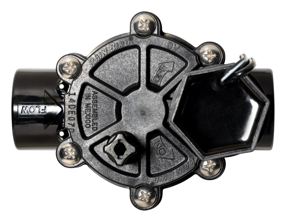 Rain Bird CP100 In-Line Valve installed in a garden irrigation system