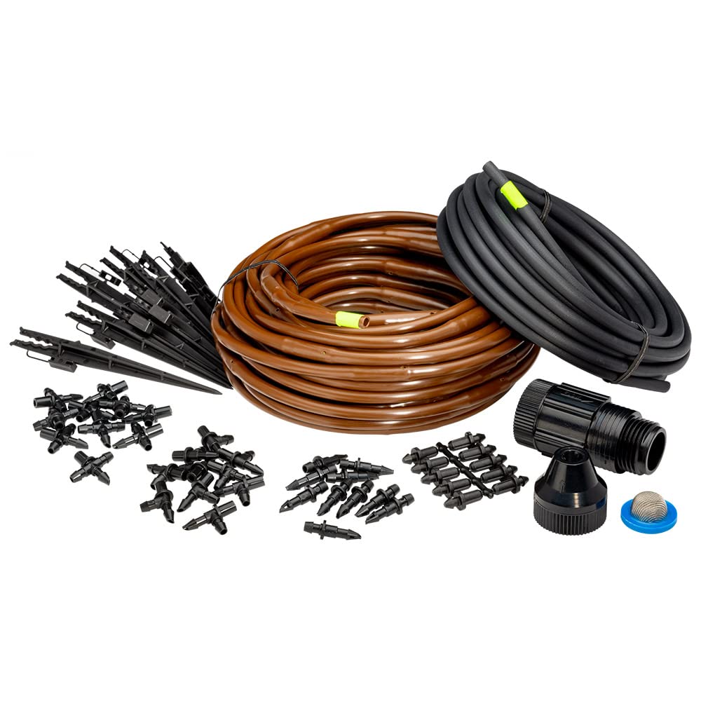 Rain Bird GARDENKIT Drip Irrigation Kit components including tubing and fittings
