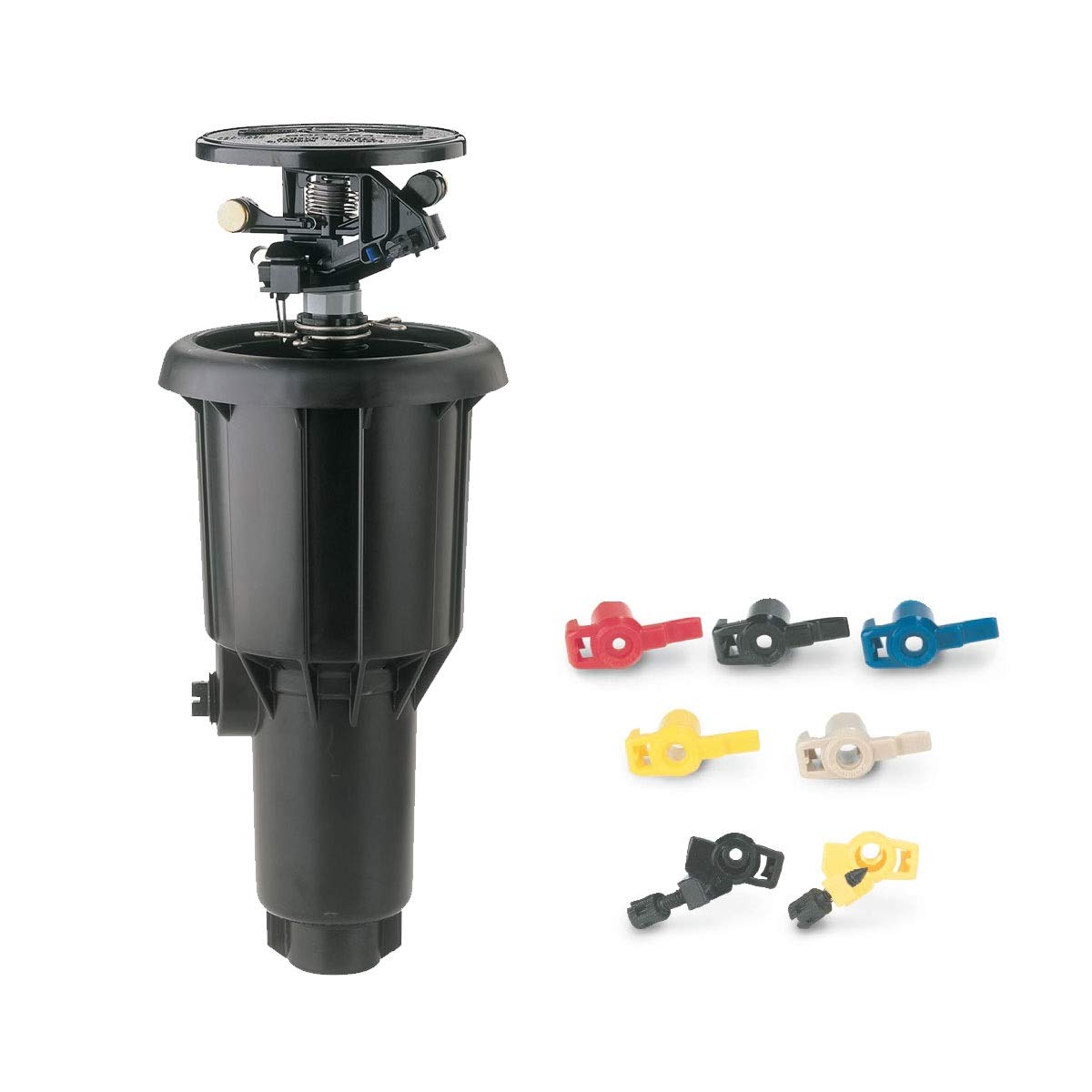 Rain Bird Maxi-Paw Sprinkler Head front view with nozzles