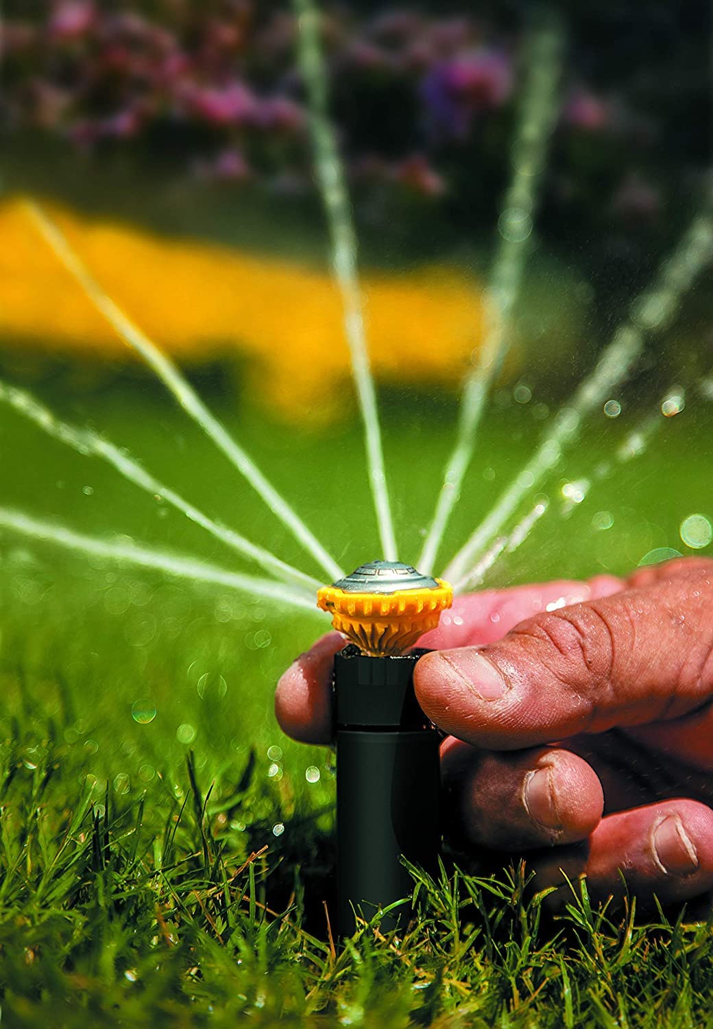 Rain Bird Pro Rotary Sprinkler installed in garden bed