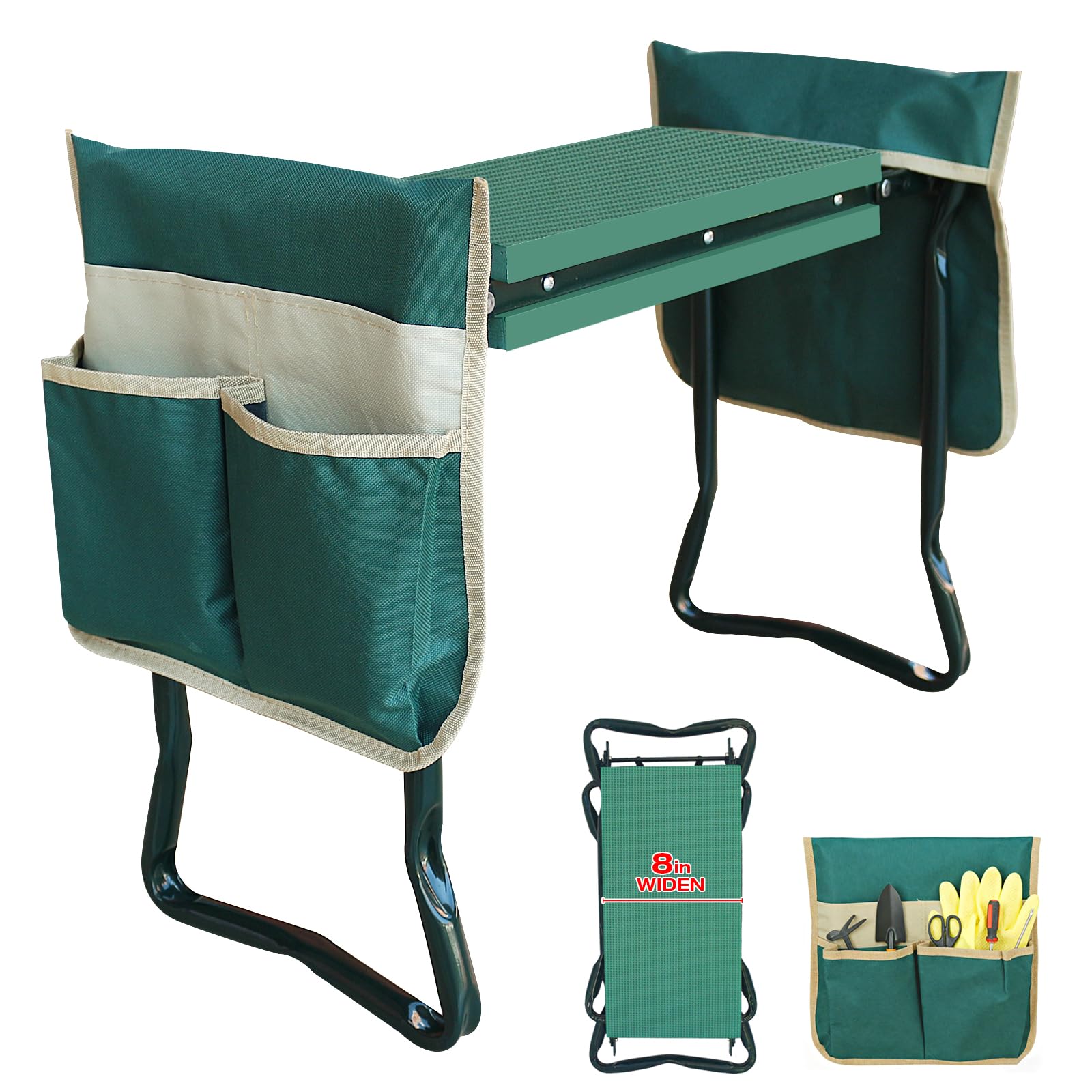 RAIN SPIRIT Garden Kneeler and Seat front view with extra-wide 8-inch pad