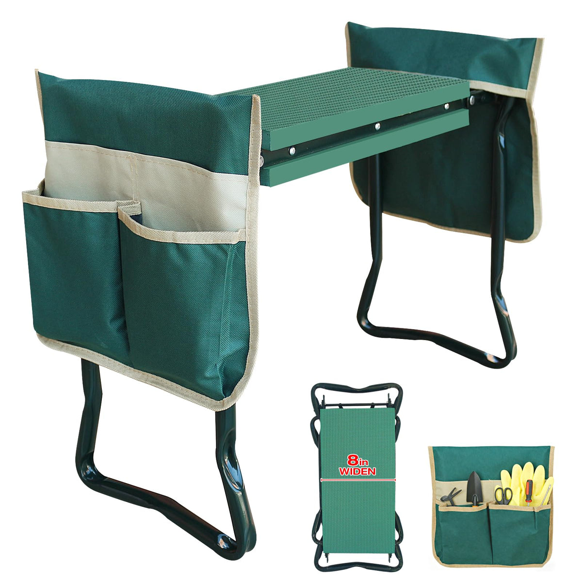 RAIN SPIRIT Garden Kneeler and Seat front view with extra-wide 8-inch pad