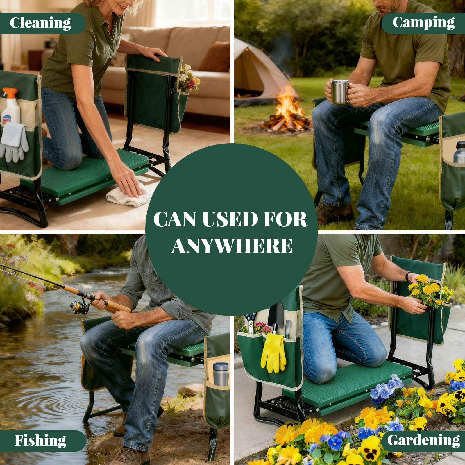 RAIN SPIRIT Garden Kneeler showing reinforced steel frame construction