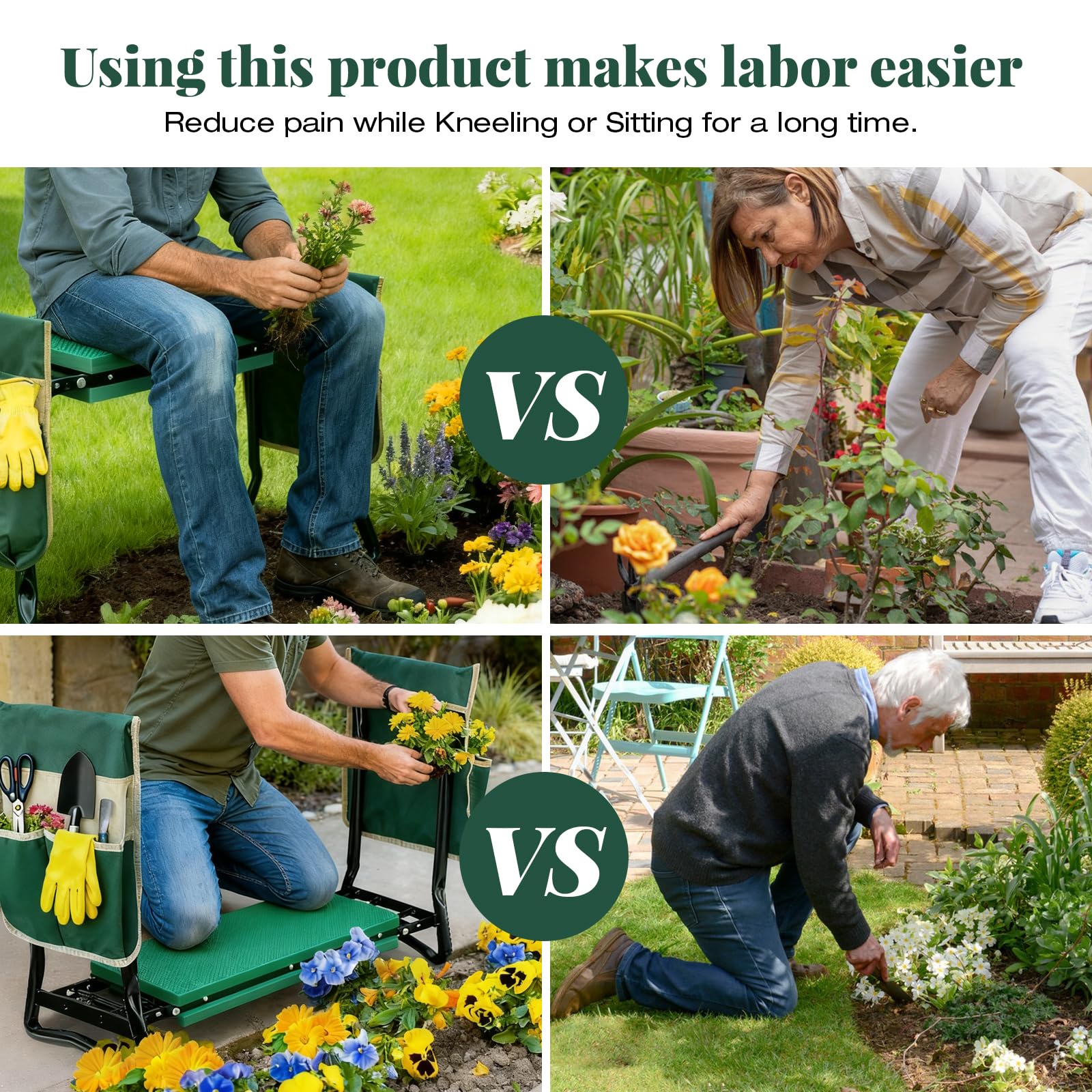RAIN SPIRIT Garden Kneeler with two detachable tool pouches